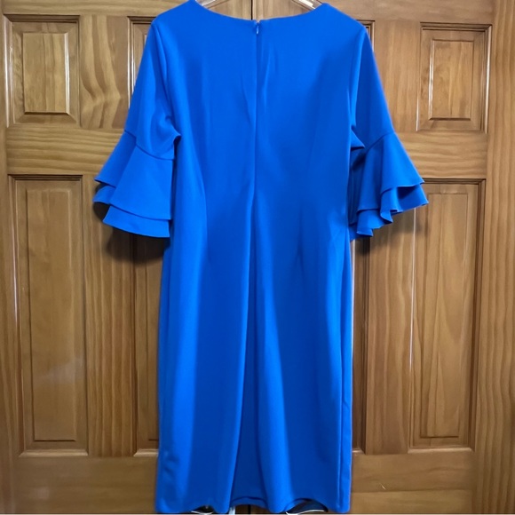 Liz Claiborne Royal Blue Bell Sleeve Dress Size 14 NWT - Picture 3 of 8